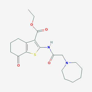 molecular formula C19H26N2O4S B421410 Ethyl 2-[(azepan-1-ylacetyl)amino]-7-oxo-4,5,6,7-tetrahydro-1-benzothiophene-3-carboxylate 