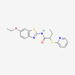 molecular formula C18H19N3O2S2 B4214123 N-(6-ethoxy-1,3-benzothiazol-2-yl)-2-(pyridin-2-ylsulfanyl)butanamide 