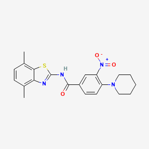 molecular formula C21H22N4O3S B4214259 N-(4,7-dimethyl-1,3-benzothiazol-2-yl)-3-nitro-4-(1-piperidinyl)benzamide 