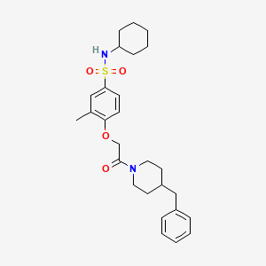 molecular formula C27H36N2O4S B4214267 4-[2-(4-BENZYLPIPERIDIN-1-YL)-2-OXOETHOXY]-N-CYCLOHEXYL-3-METHYLBENZENE-1-SULFONAMIDE 