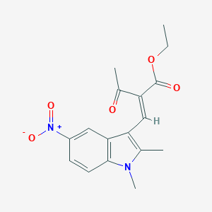 molecular formula C17H18N2O5 B421432 ethyl 2-acetyl-3-{5-nitro-1,2-dimethyl-1H-indol-3-yl}acrylate 