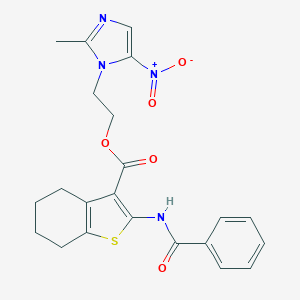 molecular formula C22H22N4O5S B421437 2-(2-METHYL-5-NITRO-1H-IMIDAZOL-1-YL)ETHYL 2-BENZAMIDO-4,5,6,7-TETRAHYDRO-1-BENZOTHIOPHENE-3-CARBOXYLATE 