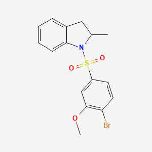 molecular formula C16H16BrNO3S B4214403 1-Bromo-2-methoxy-4-[(2-methylindolinyl)sulfonyl]benzene 