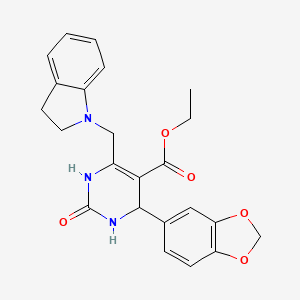 molecular formula C23H23N3O5 B4214410 ETHYL 4-(2H-1,3-BENZODIOXOL-5-YL)-6-[(2,3-DIHYDRO-1H-INDOL-1-YL)METHYL]-2-OXO-1,2,3,4-TETRAHYDROPYRIMIDINE-5-CARBOXYLATE 