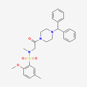 molecular formula C28H33N3O4S B4214453 N-[2-(4-benzhydrylpiperazin-1-yl)-2-oxoethyl]-2-methoxy-N,5-dimethylbenzenesulfonamide 