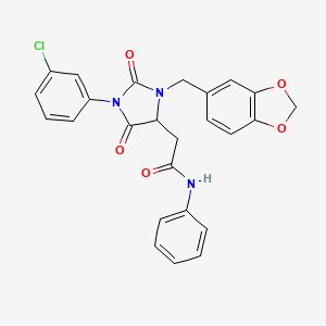 molecular formula C25H20ClN3O5 B4214459 2-[3-(1,3-benzodioxol-5-ylmethyl)-1-(3-chlorophenyl)-2,5-dioxo-4-imidazolidinyl]-N-phenylacetamide 