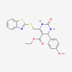 molecular formula C22H21N3O4S2 B4214464 ethyl 6-[(1,3-benzothiazol-2-ylsulfanyl)methyl]-4-(4-methoxyphenyl)-2-oxo-1,2,3,4-tetrahydropyrimidine-5-carboxylate 