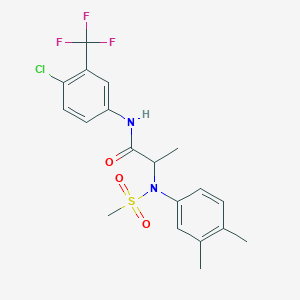 molecular formula C19H20ClF3N2O3S B4214470 N~1~-[4-chloro-3-(trifluoromethyl)phenyl]-N~2~-(3,4-dimethylphenyl)-N~2~-(methylsulfonyl)alaninamide 