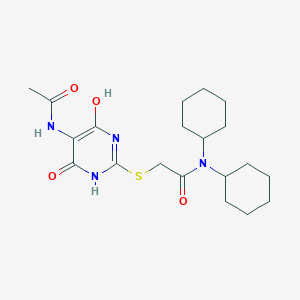 2-{[5-(acetylamino)-4-hydroxy-6-oxo-1,6-dihydropyrimidin-2-yl]sulfanyl}-N,N-dicyclohexylacetamide