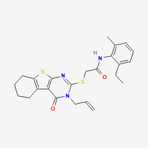 molecular formula C24H27N3O2S2 B4214515 N-(2-ethyl-6-methylphenyl)-2-{[4-oxo-3-(prop-2-en-1-yl)-3,4,5,6,7,8-hexahydro[1]benzothieno[2,3-d]pyrimidin-2-yl]sulfanyl}acetamide 