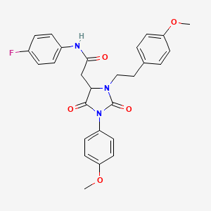 molecular formula C27H26FN3O5 B4214522 N-(4-fluorophenyl)-2-[1-(4-methoxyphenyl)-3-[2-(4-methoxyphenyl)ethyl]-2,5-dioxoimidazolidin-4-yl]acetamide 