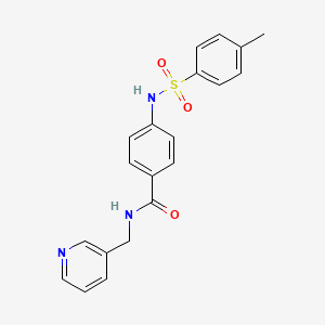 molecular formula C20H19N3O3S B4214555 4-{[(4-methylphenyl)sulfonyl]amino}-N-(3-pyridinylmethyl)benzamide 