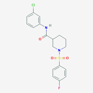 molecular formula C18H18ClFN2O3S B4214610 N-(3-chlorophenyl)-1-[(4-fluorophenyl)sulfonyl]-3-piperidinecarboxamide 