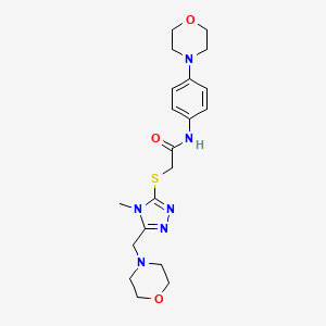 molecular formula C20H28N6O3S B4214647 2-{[4-methyl-5-(morpholin-4-ylmethyl)-4H-1,2,4-triazol-3-yl]sulfanyl}-N-[4-(morpholin-4-yl)phenyl]acetamide 