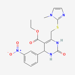 ethyl 6-{[(1-methyl-1H-imidazol-2-yl)sulfanyl]methyl}-4-(3-nitrophenyl)-2-oxo-1,2,3,4-tetrahydropyrimidine-5-carboxylate