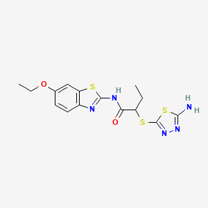 molecular formula C15H17N5O2S3 B4214708 2-[(5-amino-1,3,4-thiadiazol-2-yl)sulfanyl]-N-(6-ethoxy-1,3-benzothiazol-2-yl)butanamide 