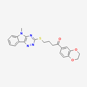 1-(2,3-Dihydro-1,4-benzodioxin-6-YL)-4-({5-methyl-5H-[1,2,4]triazino[5,6-B]indol-3-YL}sulfanyl)butan-1-one