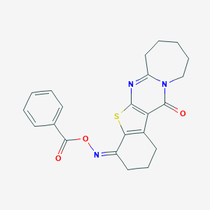 molecular formula C22H21N3O3S B421473 (4Z)-2,3,8,9,10,11-hexahydro[1]benzothieno[2',3':4,5]pyrimido[1,2-a]azepine-4,13(1H,7H)-dione 4-(O-benzoyloxime) 