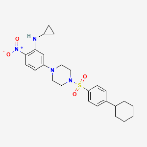 molecular formula C25H32N4O4S B4214746 (5-{4-[(4-cyclohexylphenyl)sulfonyl]-1-piperazinyl}-2-nitrophenyl)cyclopropylamine 