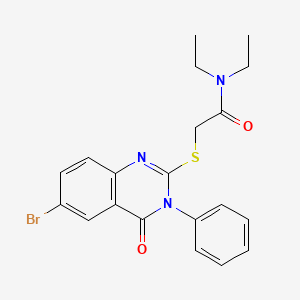 molecular formula C20H20BrN3O2S B4214752 2-[(6-bromo-4-oxo-3-phenyl-3,4-dihydro-2-quinazolinyl)thio]-N,N-diethylacetamide 