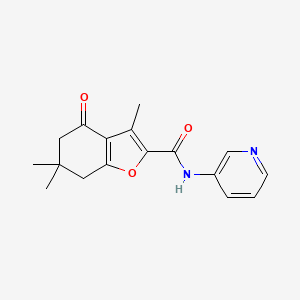 molecular formula C17H18N2O3 B4214780 3,6,6-trimethyl-4-oxo-N-(pyridin-3-yl)-4,5,6,7-tetrahydro-1-benzofuran-2-carboxamide 