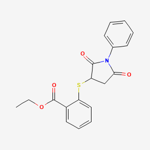 molecular formula C19H17NO4S B4214806 Ethyl 2-(2,5-dioxo-1-phenylpyrrolidin-3-yl)sulfanylbenzoate 