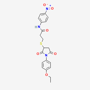 molecular formula C21H21N3O6S B4214848 3-[1-(4-ethoxyphenyl)-2,5-dioxopyrrolidin-3-yl]sulfanyl-N-(4-nitrophenyl)propanamide 