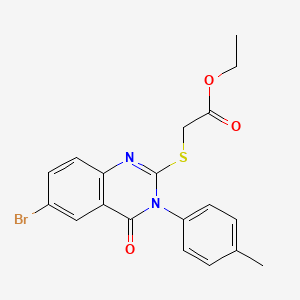 ethyl {[6-bromo-3-(4-methylphenyl)-4-oxo-3,4-dihydro-2-quinazolinyl]thio}acetate