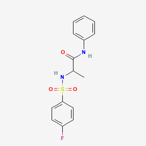 molecular formula C15H15FN2O3S B4214860 2-[(4-fluorophenyl)sulfonylamino]-N-phenylpropanamide CAS No. 1008262-91-6