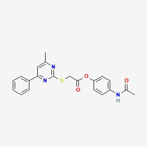 molecular formula C21H19N3O3S B4214898 4-(Acetylamino)phenyl [(4-methyl-6-phenylpyrimidin-2-yl)sulfanyl]acetate 