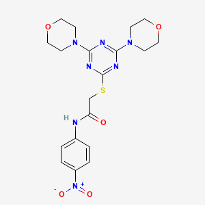 molecular formula C19H23N7O5S B4214905 2-{[4,6-di(morpholin-4-yl)-1,3,5-triazin-2-yl]sulfanyl}-N-(4-nitrophenyl)acetamide 