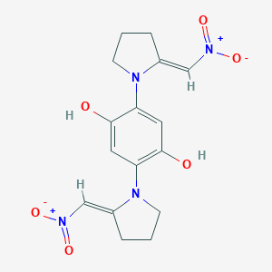 molecular formula C16H18N4O6 B421491 2,5-Bis(2-{nitromethylene}-1-pyrrolidinyl)-1,4-benzenediol 