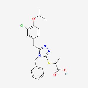 molecular formula C22H24ClN3O3S B4214975 2-[[4-Benzyl-5-[(3-chloro-4-propan-2-yloxyphenyl)methyl]-1,2,4-triazol-3-yl]sulfanyl]propanoic acid 