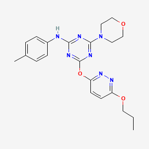 N-(4-Methylphenyl)-4-(morpholin-4-YL)-6-[(6-propoxypyridazin-3-YL)oxy]-1,3,5-triazin-2-amine