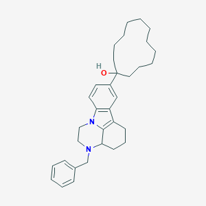 molecular formula C33H44N2O B421500 1-(4-Benzyl-1,4-diazatetracyclo[7.6.1.05,16.010,15]hexadeca-9(16),10(15),11,13-tetraen-12-yl)cyclododecan-1-ol 