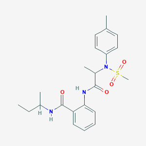 molecular formula C22H29N3O4S B4215015 N-(sec-butyl)-2-{[N-(4-methylphenyl)-N-(methylsulfonyl)alanyl]amino}benzamide 