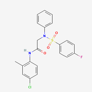 molecular formula C21H18ClFN2O3S B4215026 N~1~-(4-chloro-2-methylphenyl)-N~2~-[(4-fluorophenyl)sulfonyl]-N~2~-phenylglycinamide 