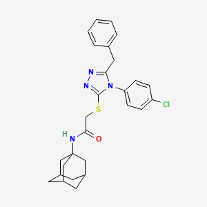 2-{[5-benzyl-4-(4-chlorophenyl)-4H-1,2,4-triazol-3-yl]sulfanyl}-N-[(3S,5S,7S)-tricyclo[3.3.1.1~3,7~]dec-1-yl]acetamide