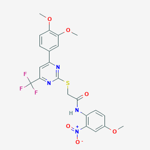 molecular formula C22H19F3N4O6S B4215059 2-[4-(3,4-dimethoxyphenyl)-6-(trifluoromethyl)pyrimidin-2-yl]sulfanyl-N-(4-methoxy-2-nitrophenyl)acetamide 