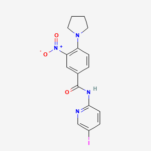 molecular formula C16H15IN4O3 B4215068 N-(5-iodo-2-pyridinyl)-3-nitro-4-(1-pyrrolidinyl)benzamide 