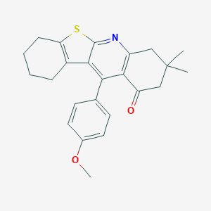 molecular formula C24H25NO2S B421508 11-(4-methoxyphenyl)-8,8-dimethyl-2,3,4,7,8,9-hexahydro[1]benzothieno[2,3-b]quinolin-10(1H)-one 