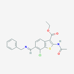 molecular formula C21H19ClN2O3S B421513 ethyl 6-[(E)-(benzylimino)methyl]-7-chloro-2-acetamido-1-benzothiophene-3-carboxylate 