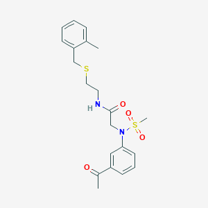 molecular formula C21H26N2O4S2 B4215153 N~2~-(3-acetylphenyl)-N~1~-{2-[(2-methylbenzyl)thio]ethyl}-N~2~-(methylsulfonyl)glycinamide 