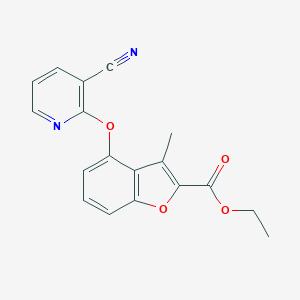 molecular formula C18H14N2O4 B421519 Ethyl 4-[(3-cyanopyridin-2-yl)oxy]-3-methyl-1-benzofuran-2-carboxylate 