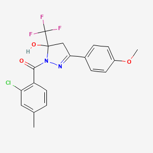 molecular formula C19H16ClF3N2O3 B4215226 (2-chloro-4-methylphenyl)-[5-hydroxy-3-(4-methoxyphenyl)-5-(trifluoromethyl)-4H-pyrazol-1-yl]methanone 