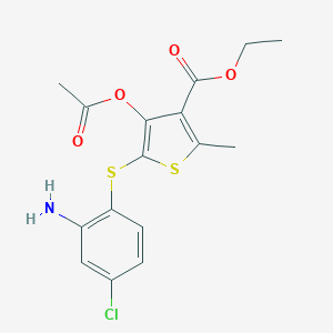 molecular formula C16H16ClNO4S2 B421525 Ethyl 4-(acetyloxy)-5-[(2-amino-4-chlorophenyl)sulfanyl]-2-methyl-3-thiophenecarboxylate 