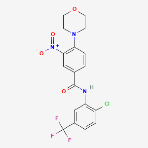 molecular formula C18H15ClF3N3O4 B4215370 N-[2-chloro-5-(trifluoromethyl)phenyl]-4-(4-morpholinyl)-3-nitrobenzamide 