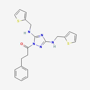 1-{3,5-bis[(thiophen-2-ylmethyl)amino]-1H-1,2,4-triazol-1-yl}-3-phenylpropan-1-one