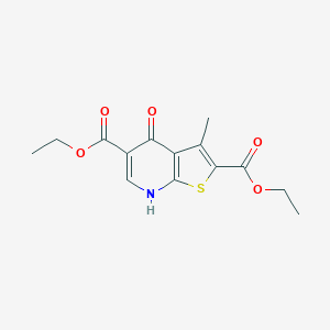 molecular formula C14H15NO5S B421547 Diethyl 3-methyl-4-oxo-4,7-dihydrothieno[2,3-b]pyridine-2,5-dicarboxylate CAS No. 331819-57-9