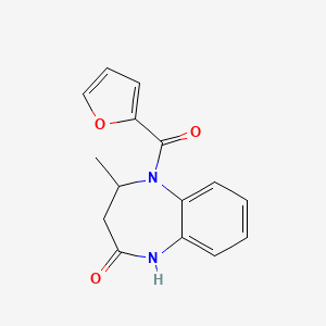 molecular formula C15H14N2O3 B4215495 5-(furan-2-carbonyl)-4-methyl-3,4-dihydro-1H-1,5-benzodiazepin-2-one 